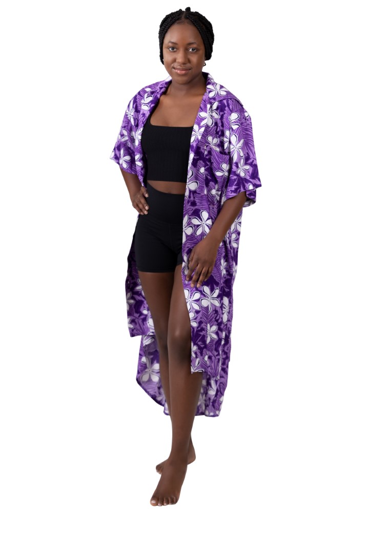 SAINI FULL LENGTH SHIRT - FRANGIPANI PRINT