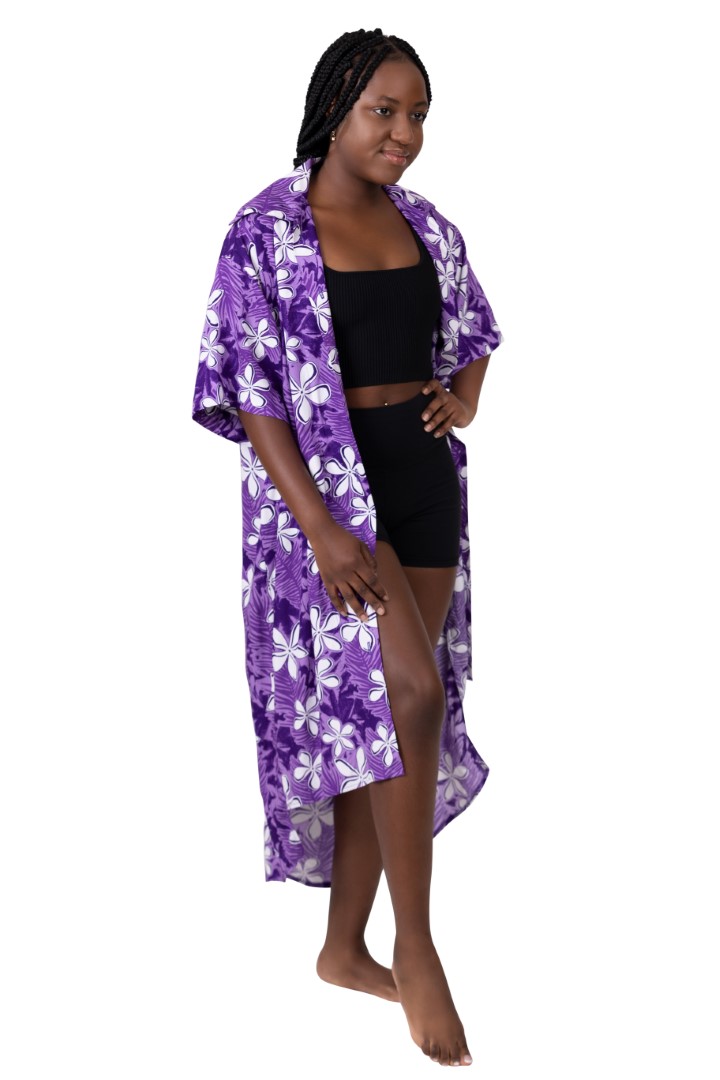 SAINI FULL LENGTH SHIRT - FRANGIPANI PRINT